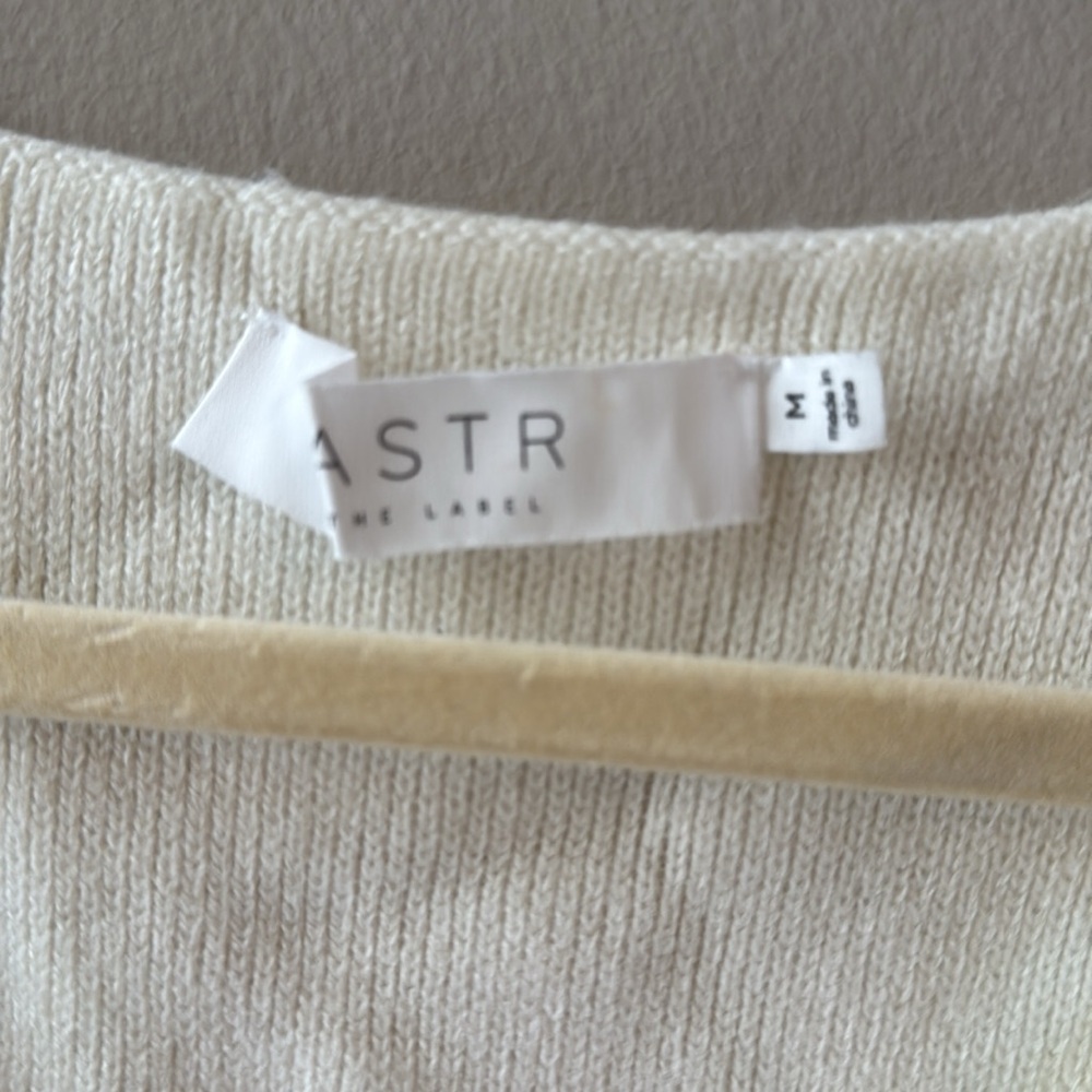 ASTR the Label - Cream V-Neck Sweater with Silver Rhinestone Bow - Picture 3 of 4